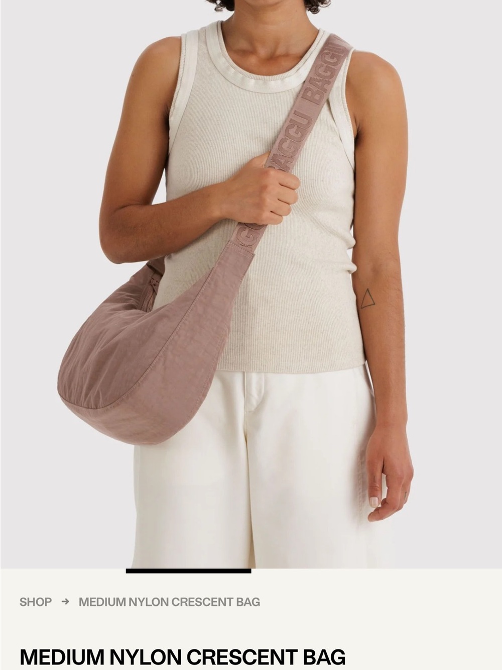 Baggu Medium Nylon Crescent Bag - Celadon - Picture 4 of 5